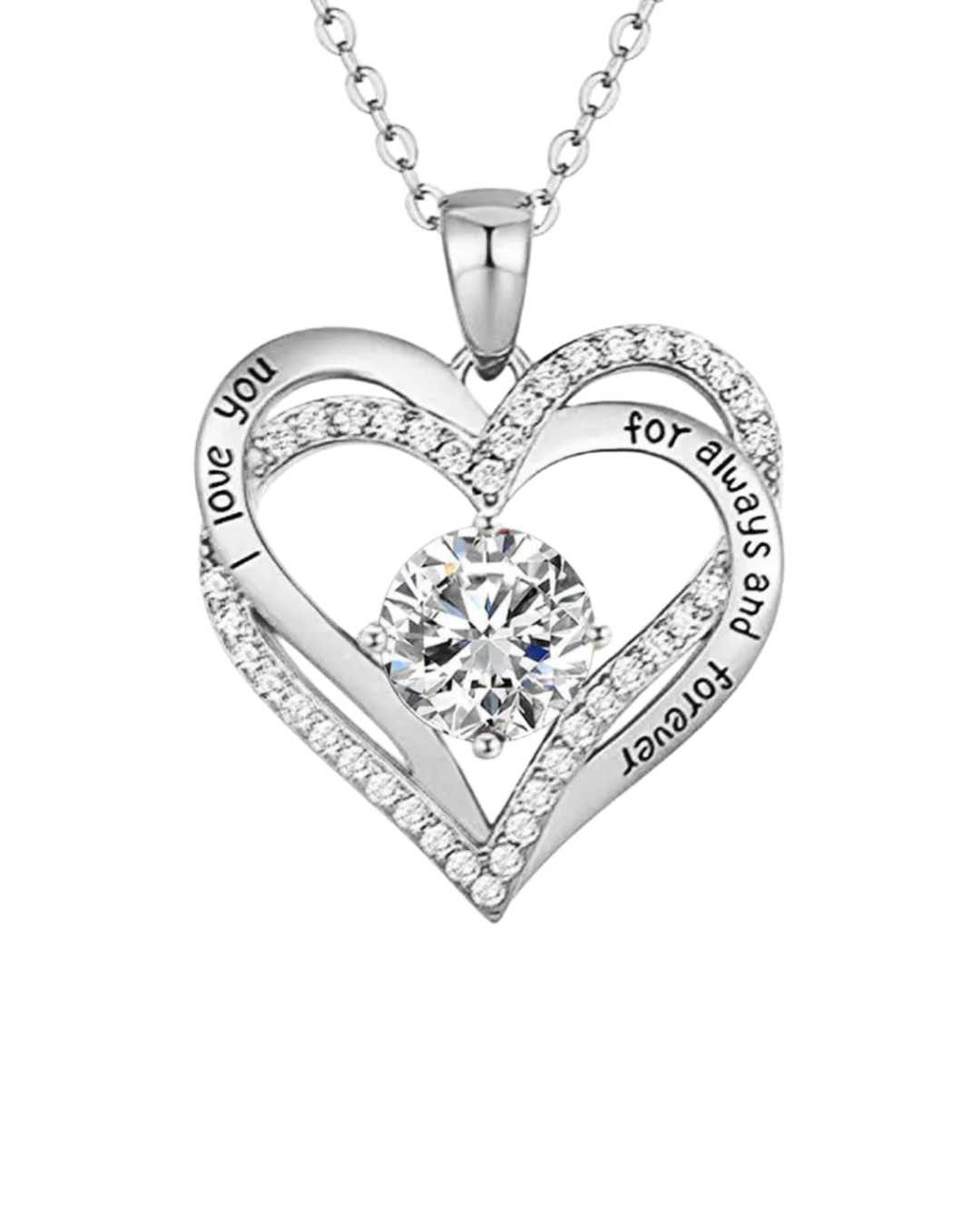 “I Love You for Always and Forever” Heart Necklace