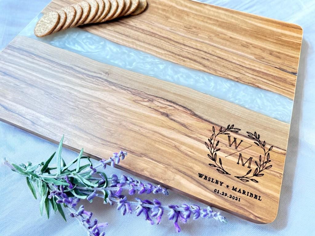 Olive Wood & Resin Charcuterie Board For Wedding Gift, Gift for Couple, Anniversary Gift, Housewarming Gift, Engagement Gift, Bridal Shower