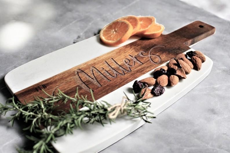Marble Wood Charcuterie Board, Wedding Gift, Gift for Couple, Anniversary Gift, Housewarming Gift, Engagement Gift, Bridal Shower Gift