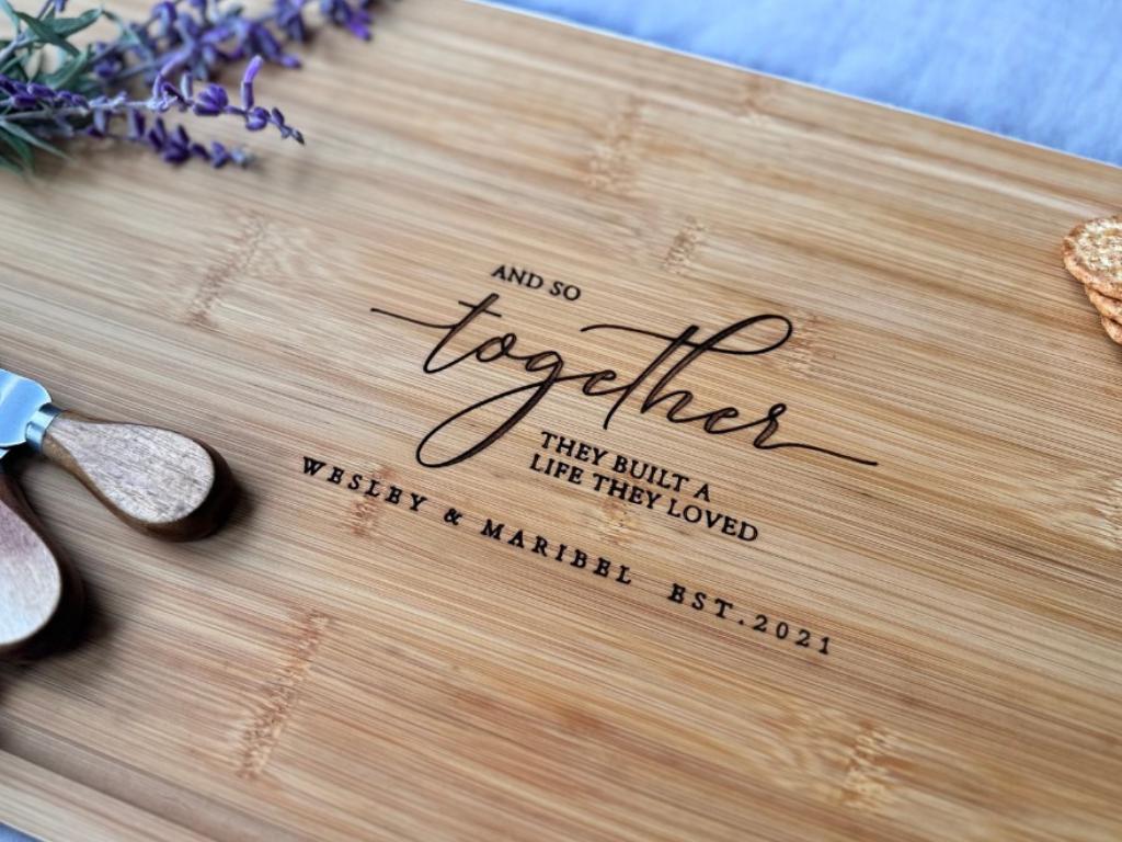 Personalized Cutting Board, Charcuterie Board, Unique Christmas Gift, Gifts for Wedding, Bridal Shower, Engraved Engagement Gift