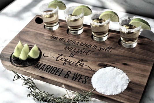 Personalized Tequila Flight Board Charcuterie Board for Bridal Shower Gift, Wedding Gift, Engagement Gift, Birthday Gift, Thank You Gift