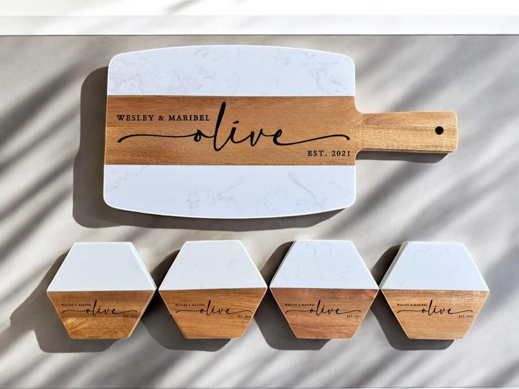 Marble Wood Charcuterie Board, Wedding Gift, Gift for Couple, Anniversary Gift, Housewarming Gift, Engagement Gift, Bridal Shower Gift