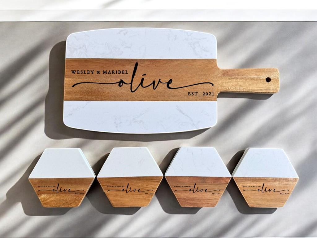 Marble Wood Charcuterie Board, Wedding Gift, Gift for Couple, Anniversary Gift, Housewarming Gift, Engagement Gift, Bridal Shower Gift