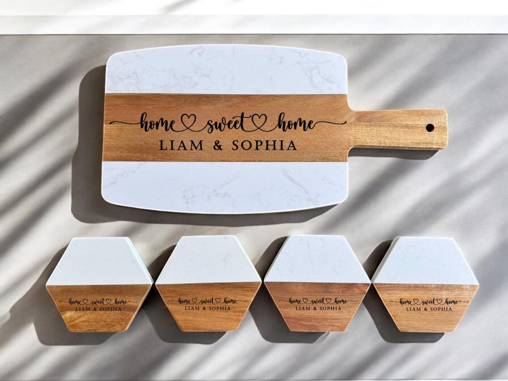 Marble Wood Charcuterie Board, Wedding Gift, Gift for Couple, Anniversary Gift, Housewarming Gift, Engagement Gift, Bridal Shower Gift