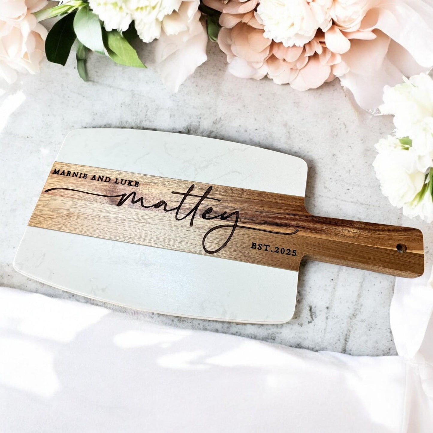 Marble Wood Charcuterie Board, Wedding Gift, Gift for Couple, Anniversary Gift, Housewarming Gift, Engagement Gift, Bridal Shower Gift