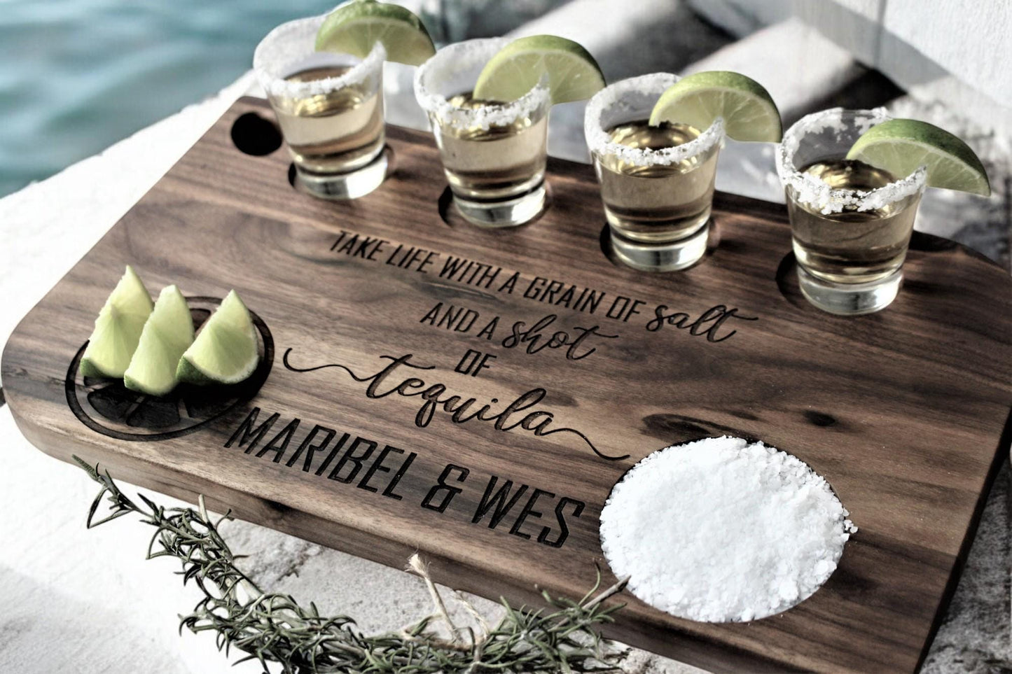 Personalized Tequila Flight Board Charcuterie Board for Bridal Shower Gift, Wedding Gift, Engagement Gift, Birthday Gift, Thank You Gift