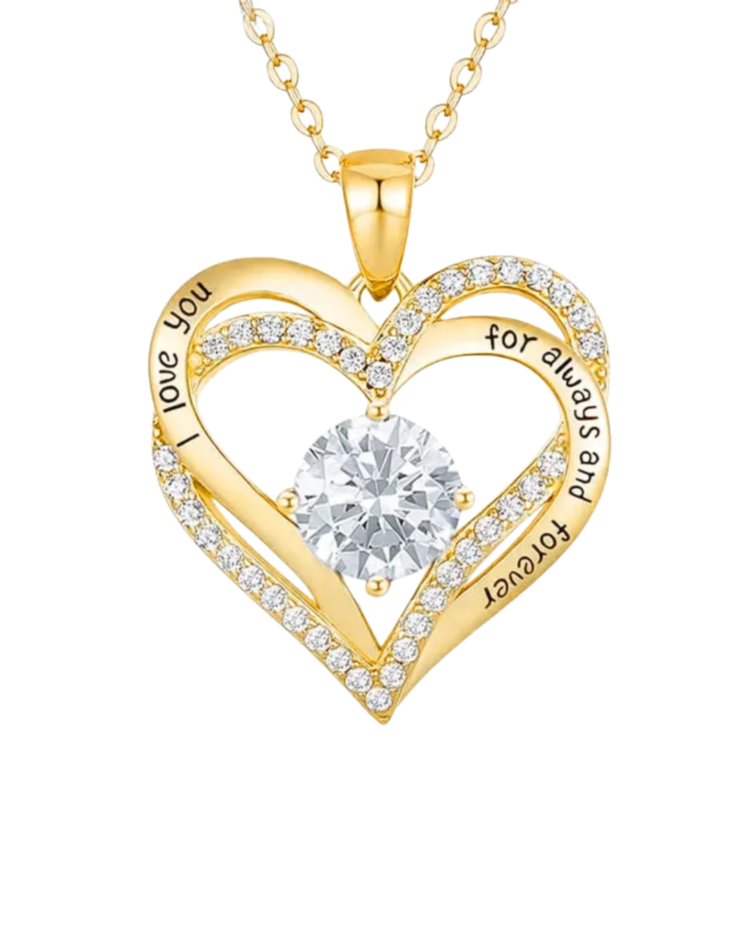 “I Love You for Always and Forever” Heart Necklace