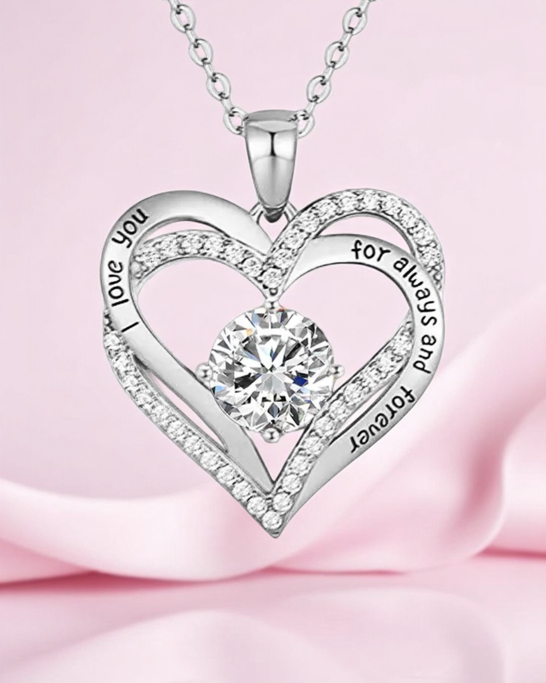 “I Love You for Always and Forever” Heart Necklace