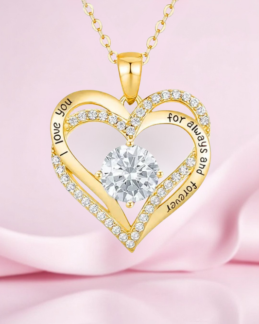 “I Love You for Always and Forever” Heart Necklace