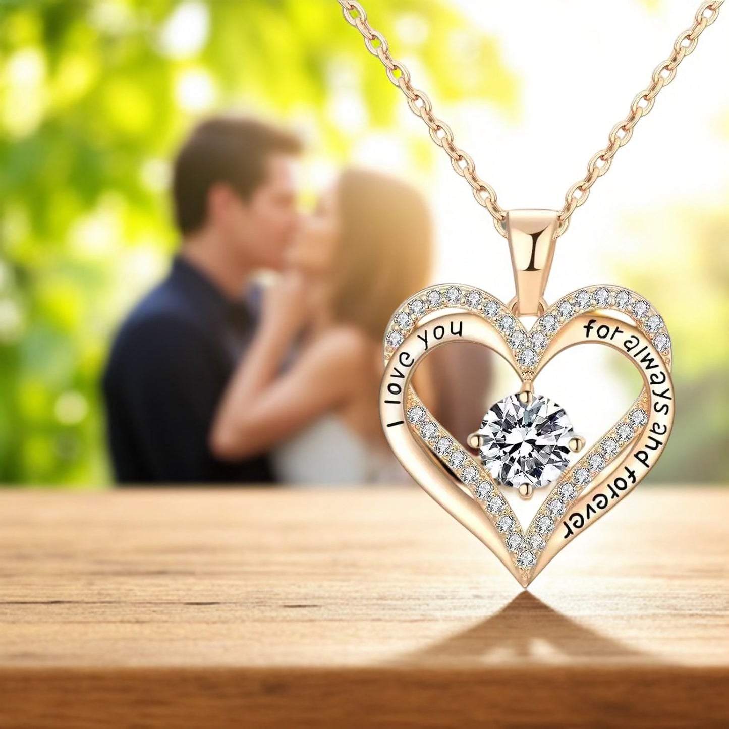 “I Love You for Always and Forever” Heart Necklace
