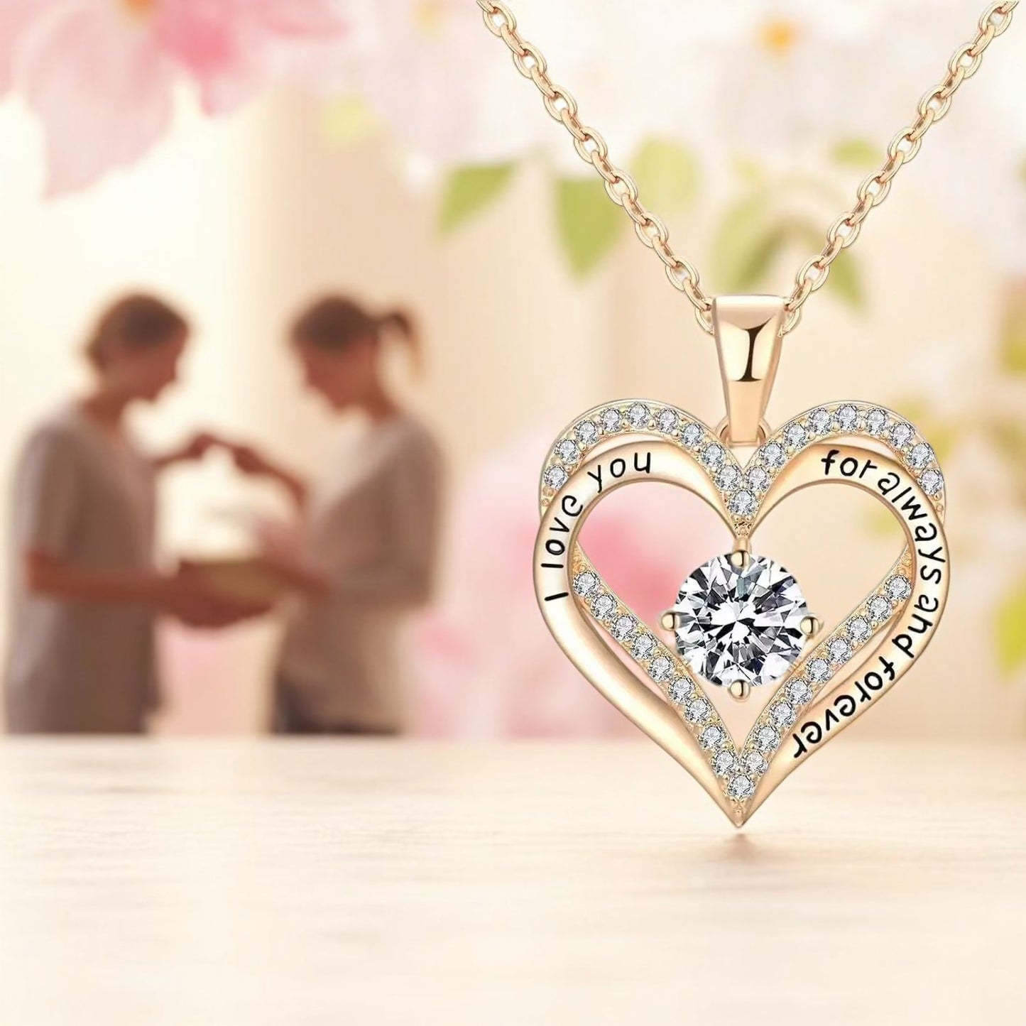 “I Love You for Always and Forever” Heart Necklace