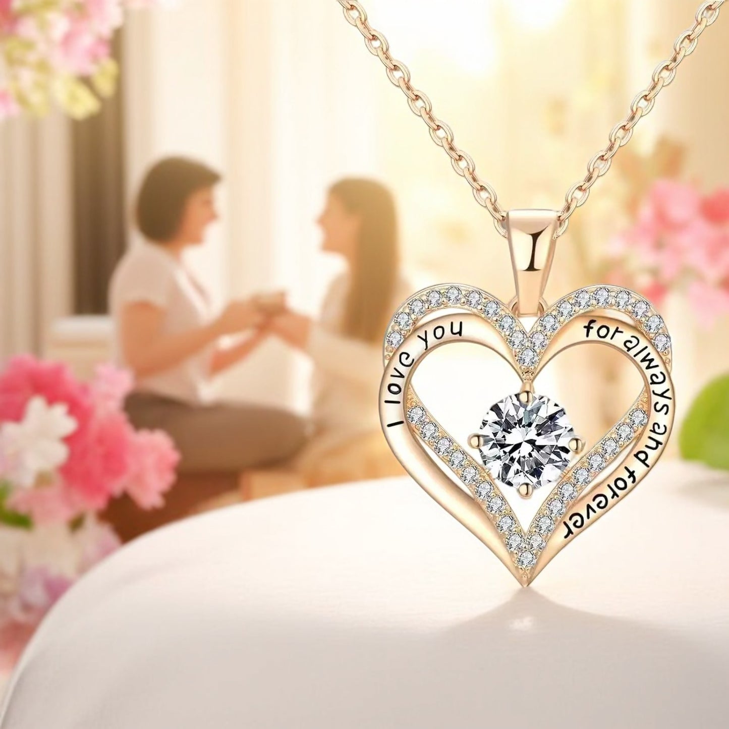 “I Love You for Always and Forever” Heart Necklace