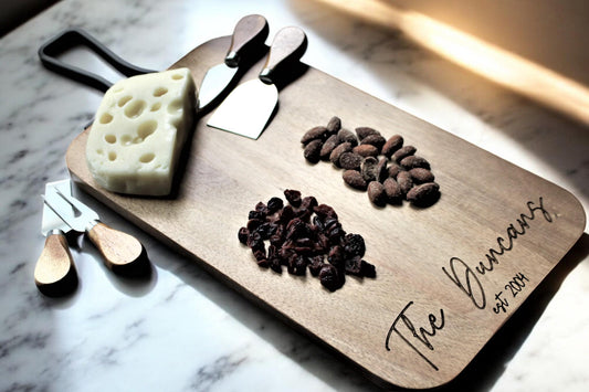 Personalized Charcuterie Cheese Serving Board with Handle For Wedding, Engagement, Anniversary, Birthday, Corporate Gift